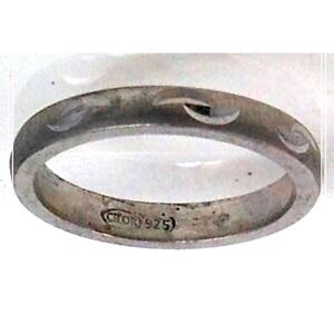 Vintage Handcrafted Sterling Silver Diamond-Cut Ring Size 7.25 3.3g Thailand NOS